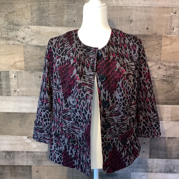 Studio Works Button Front Leopard Print Jacket - Picture 1 of 16